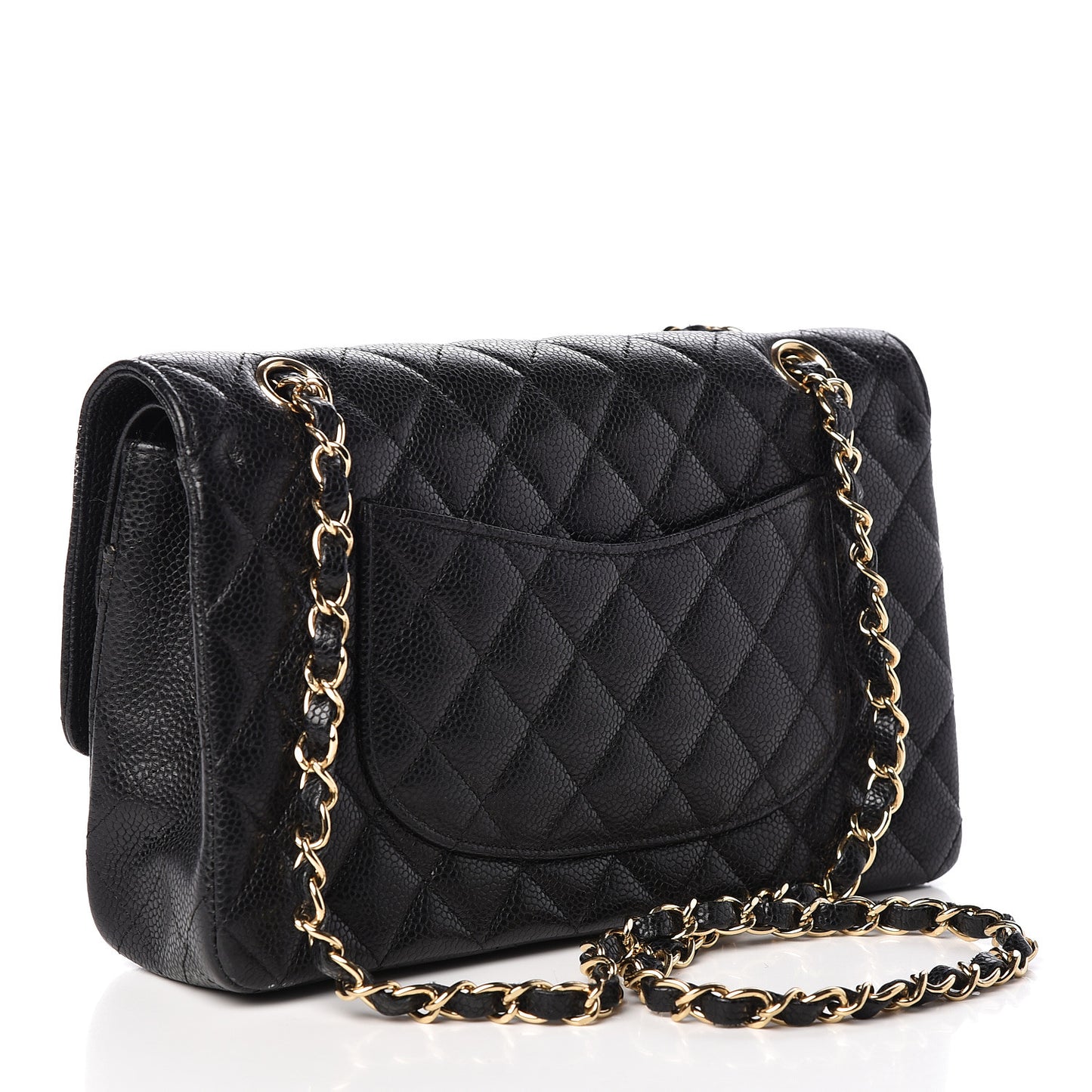 Caviar Quilted Medium Double Flap Black