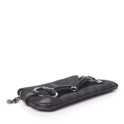 Gucci Monogram Horsebit Chain Clutch Black 4 of 13
