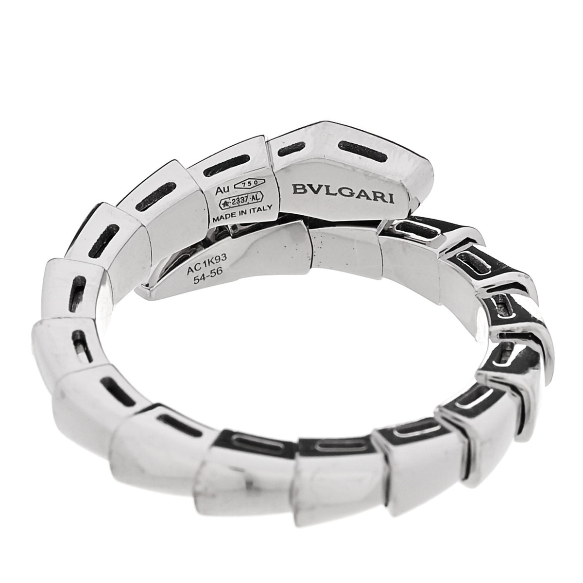 18K White Gold Diamond Serpenti Viper Single Spiral Ring