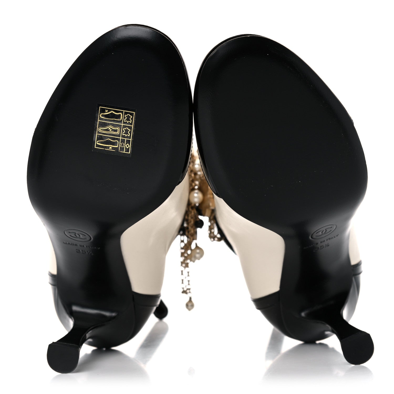 Chanel Lambskin Patent Calfskin Charms Ankle Boots 35.5 Ivory Black 5 of 14