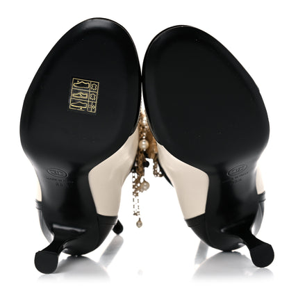 Chanel Lambskin Patent Calfskin Charms Ankle Boots 35.5 Ivory Black 5 of 14