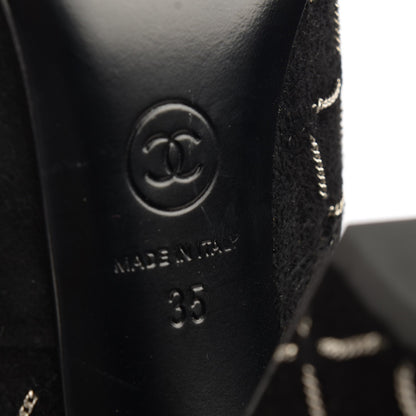 Chanel Kid Suede Chain Quilted Knee High Boots 35 Black 6 of 8