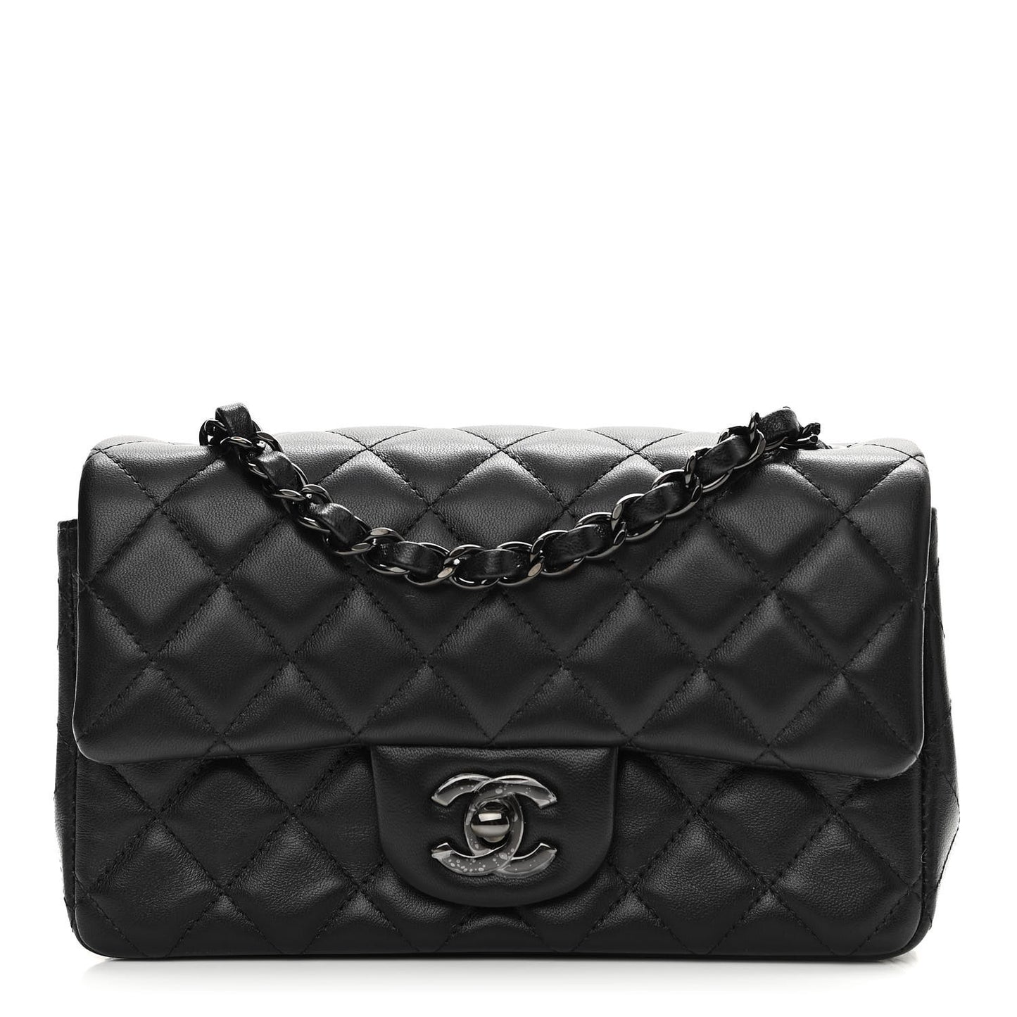 Lambskin Quilted Mini Rectangular Flap So Black