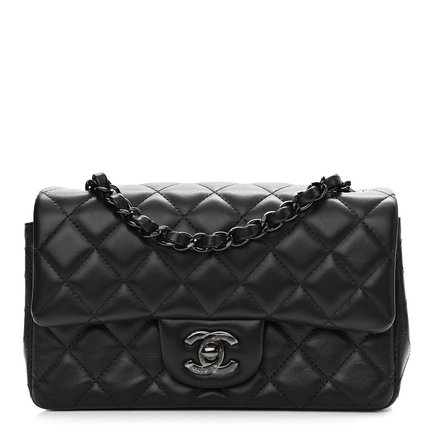 Chanel Lambskin Quilted Mini Rectangular Flap So Black 1 of 11