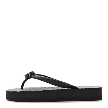Gucci Rubber Chevron Womens GG Thong Sandals 38 Black 1 of 8