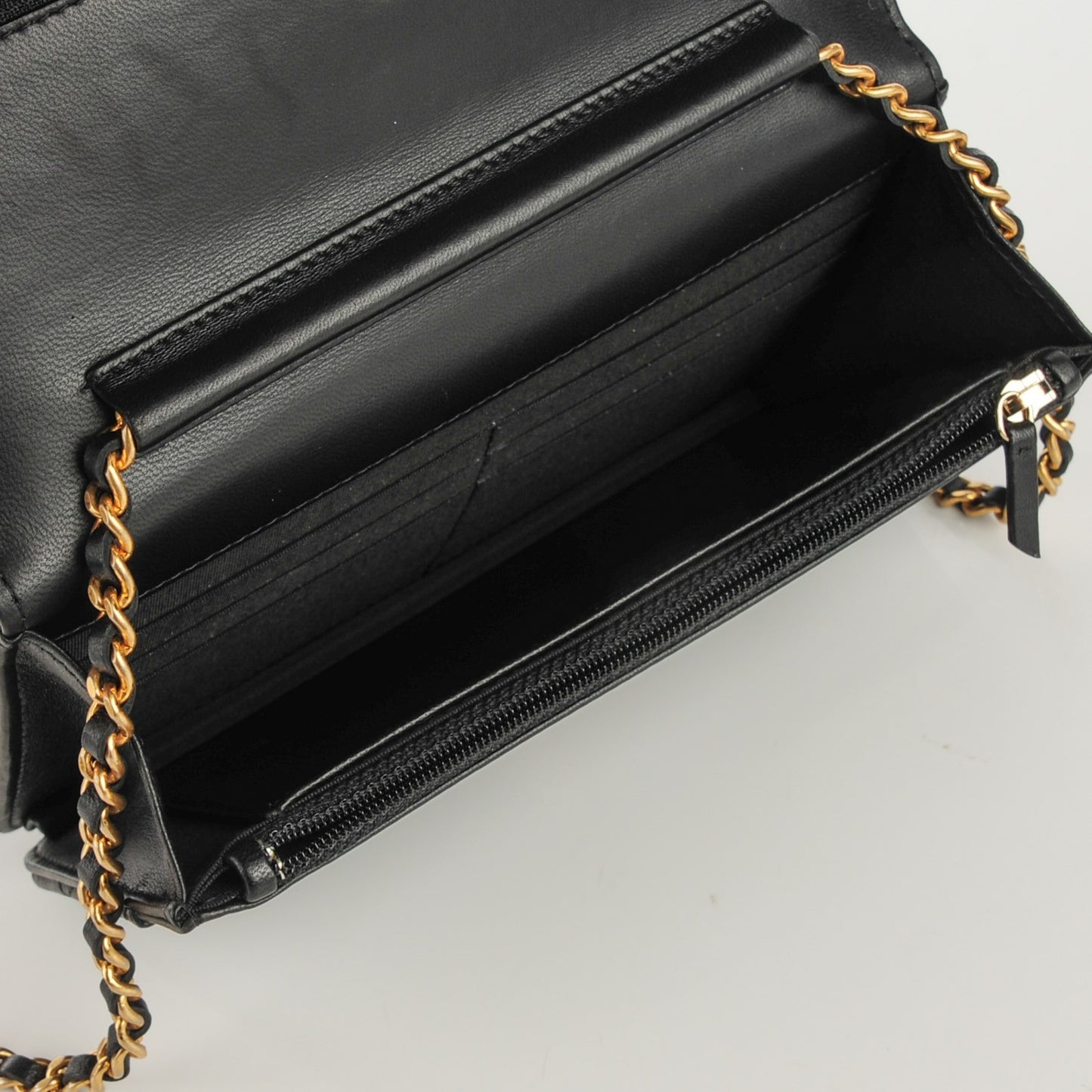 Lambskin Quilted Boy Wallet On Chain WOC Black
