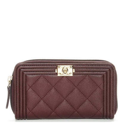 Chanel Caviar Quilted Small Boy Zip Around Wallet Dark Purple 1 of 8
