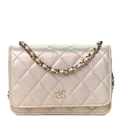 Chanel Iridescent Lambskin Quilted Mini Wallet On Chain WOC Ivory 1 of 12