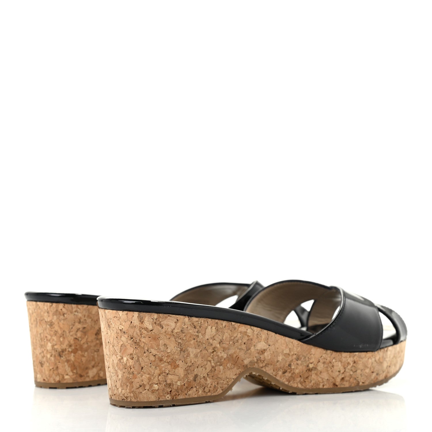 Jimmy Choo Patent Prima Cork Wedge Sandals 38 Black 4 of 8