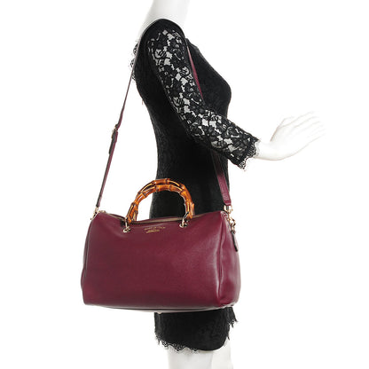 Gucci Calfskin Bamboo Medium Shopper Boston Burgundy 2 of 9