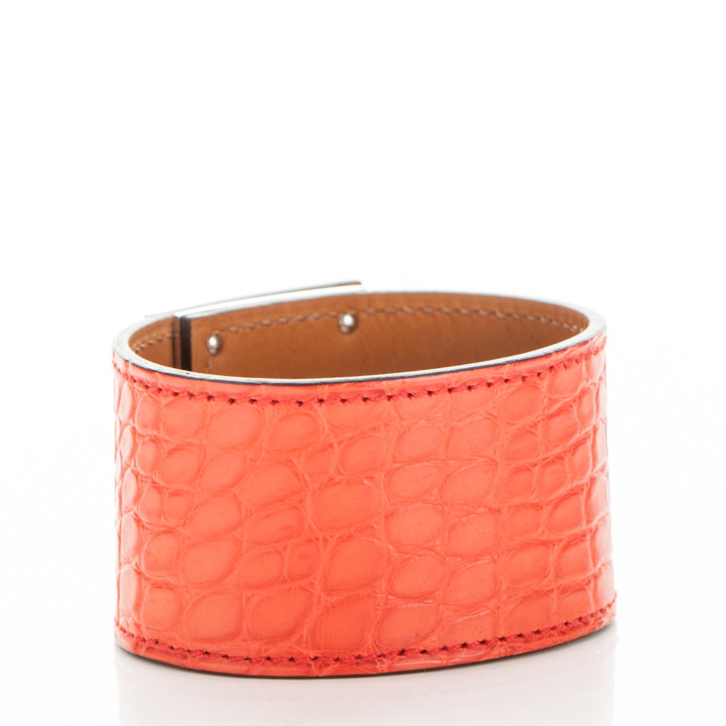 Matte Alligator Kelly Dog Cuff Orange Poppy