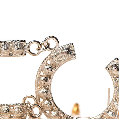 Chanel Crystal Cha-Nel Logo Drop Earrings Gold 4 of 5