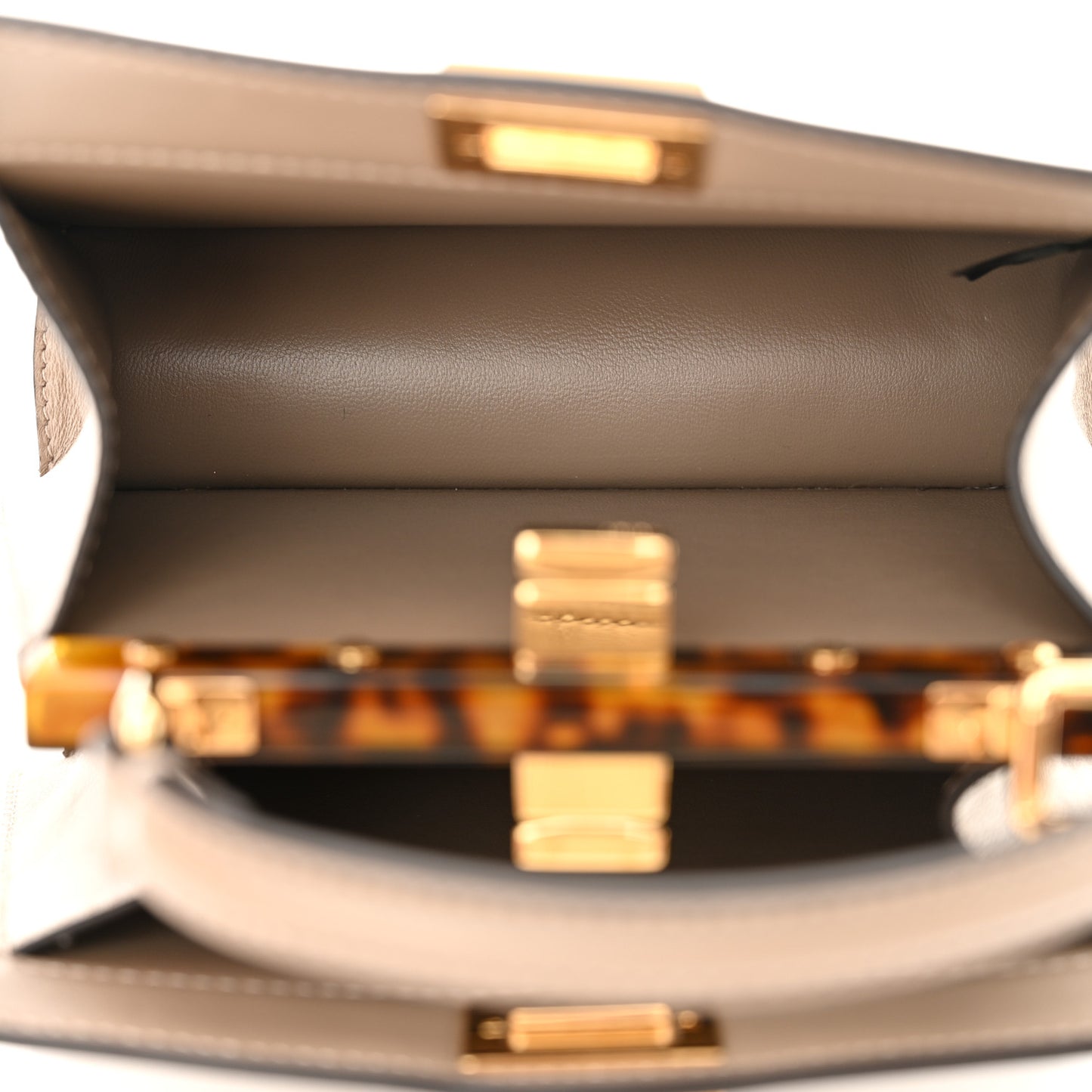 Shiny Nappa Plexiglass Petite Peekaboo I SEE U Satchel Tortora