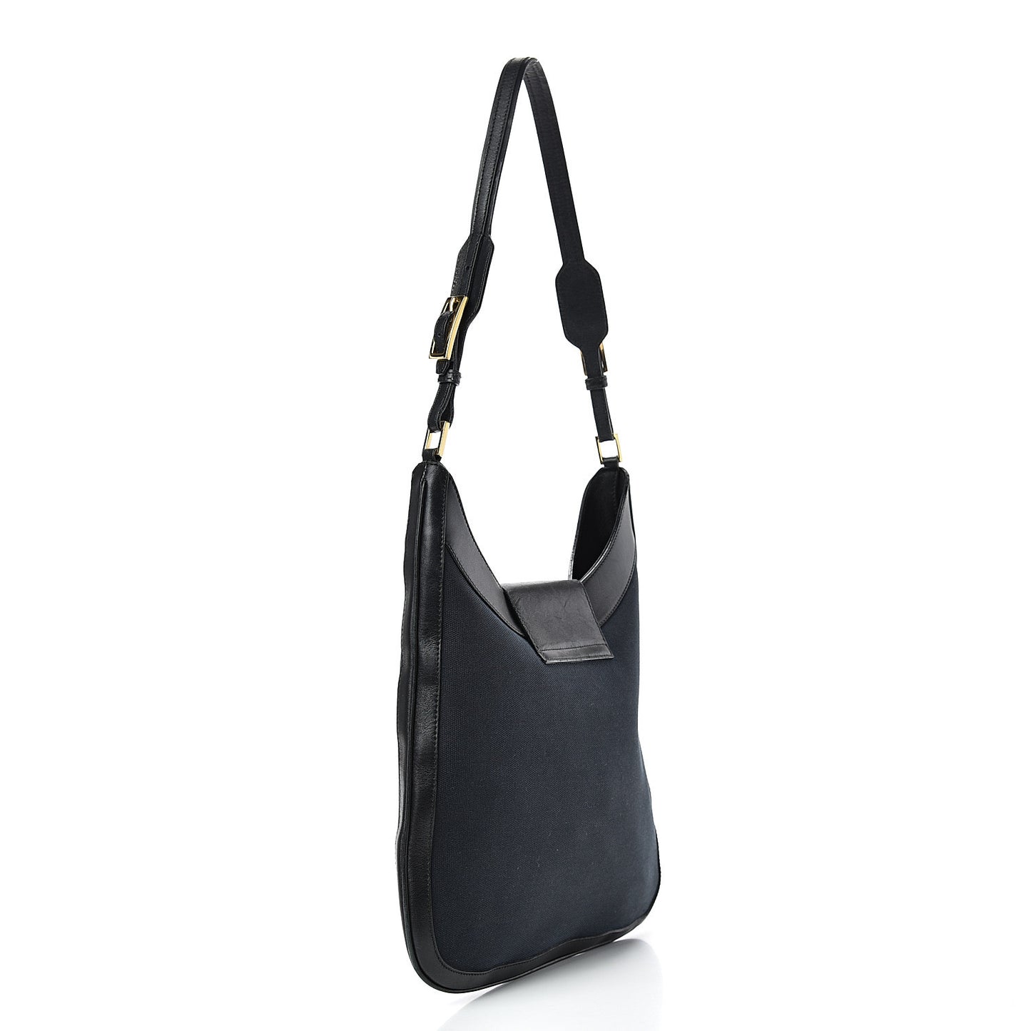 Canvas Calfskin Jackie O Hobo Black
