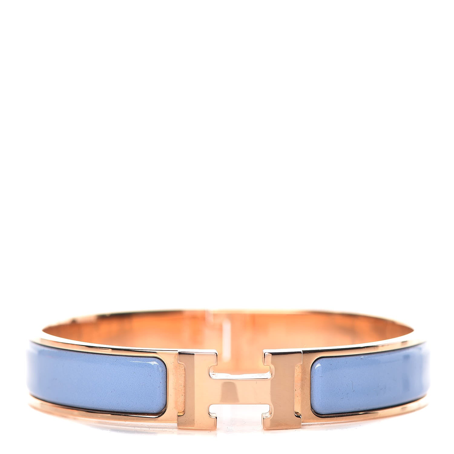 Hermes Enamel Narrow Clic Clac H Bracelet GM Bleu Lupin 1 of 6
