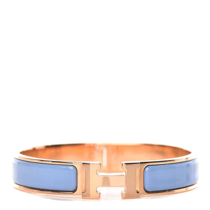 Hermes Enamel Narrow Clic Clac H Bracelet GM Bleu Lupin 1 of 6