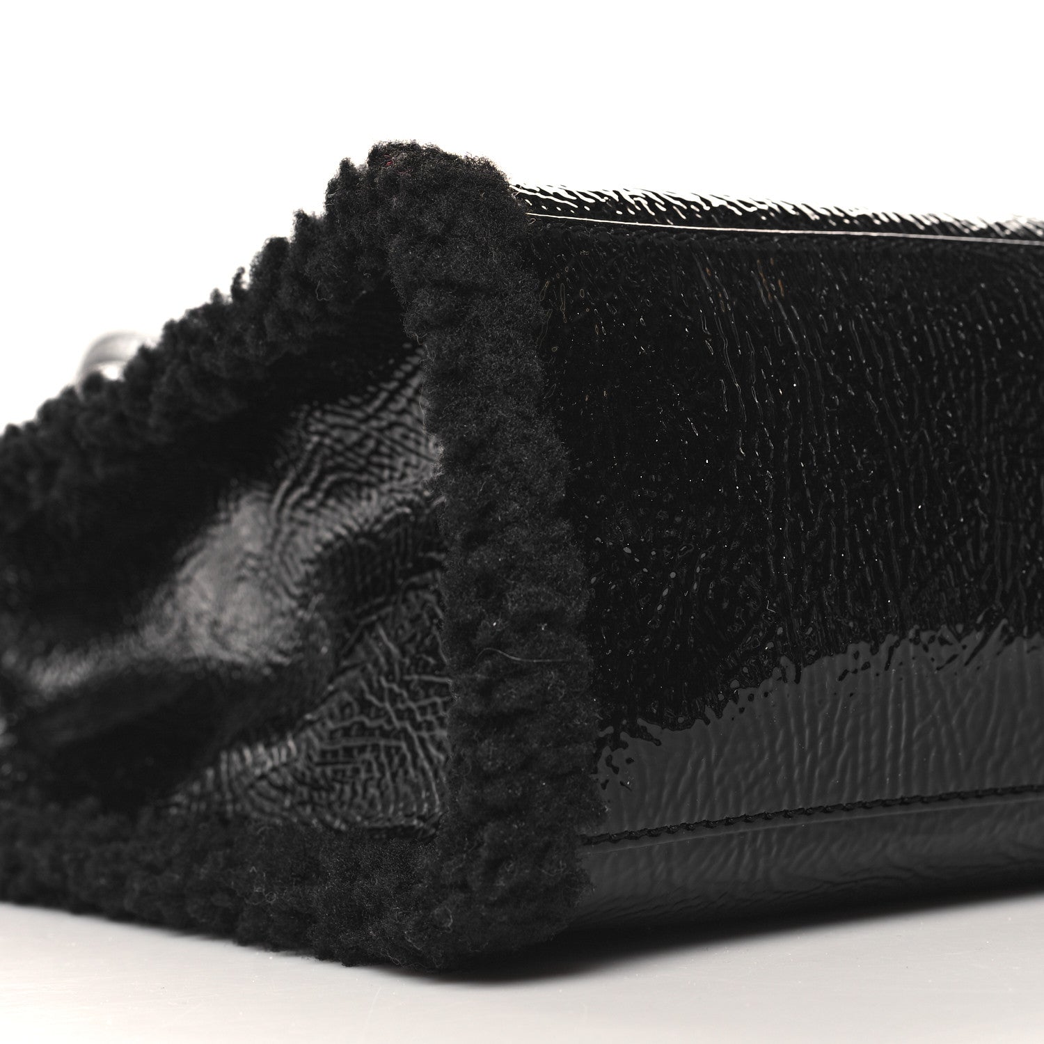 Telfar X UGG Crinkle Patent Shearling Large Shopping Bag Black 8 of 9