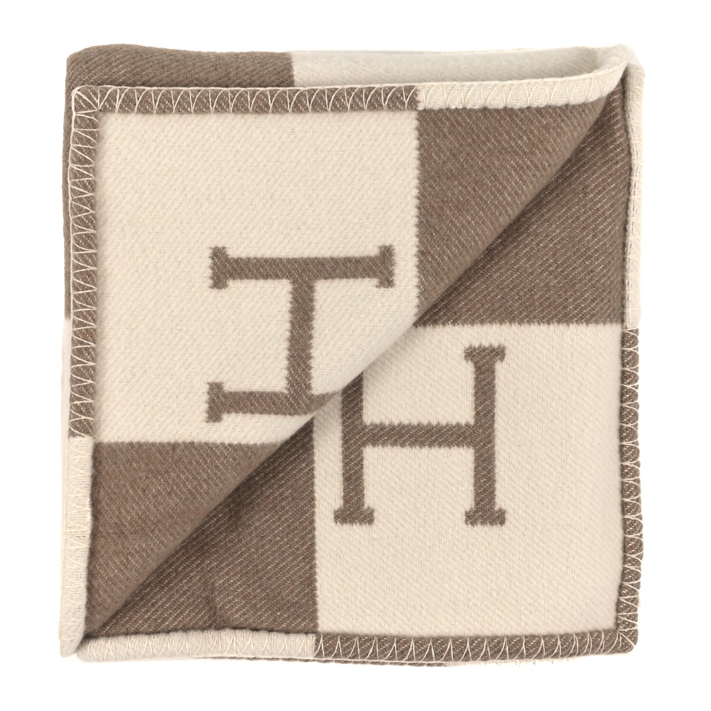 Wool Cashmere Avalon Baby Blanket Noisette Moyen White
