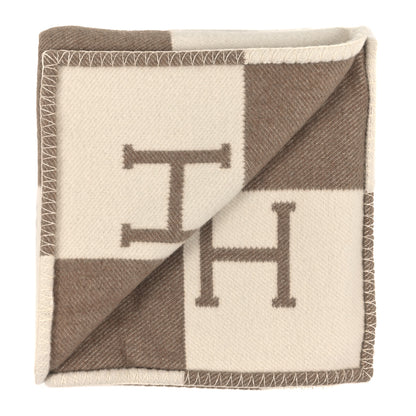 Hermes Wool Cashmere Avalon Baby Blanket Noisette Moyen White 2 of 4