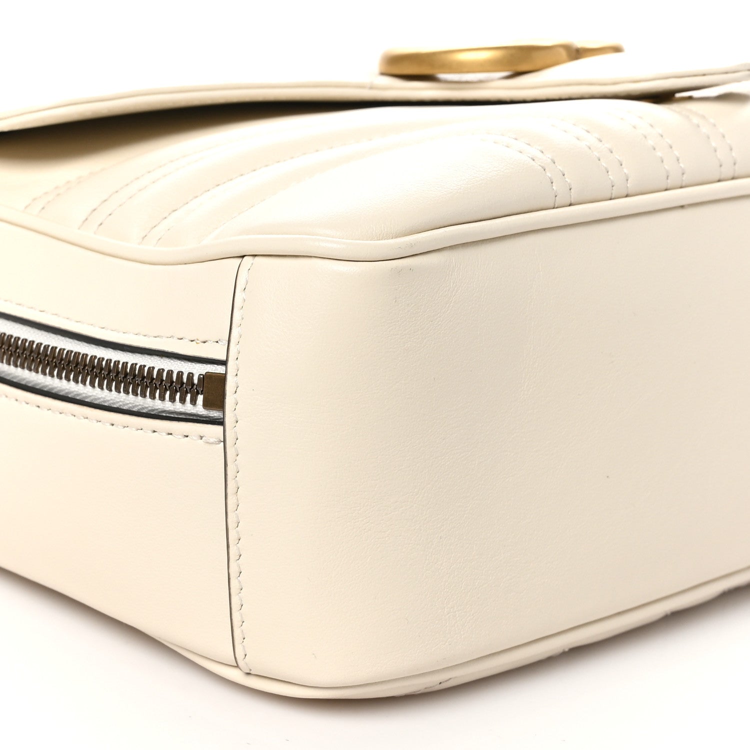 Gucci Calfskin Matelasse Sylvie Web Small GG Marmont Top Handle Shoulder Bag White 9 of 10