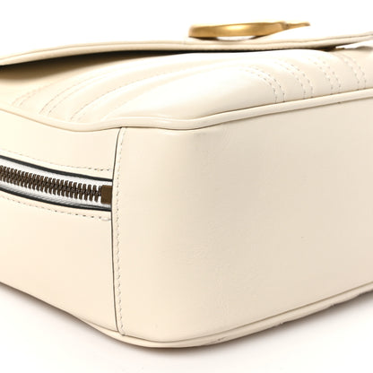 Gucci Calfskin Matelasse Sylvie Web Small GG Marmont Top Handle Shoulder Bag White 9 of 10