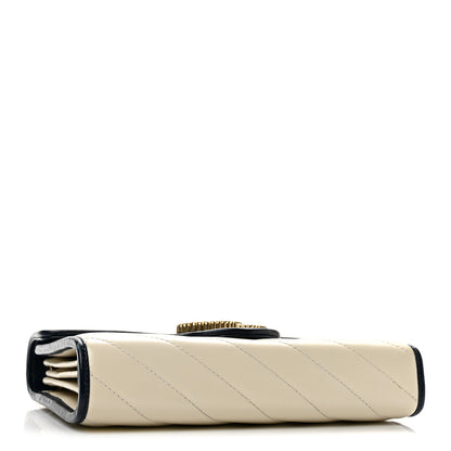 Gucci Vintage Effect Calfskin Matelasse Diagonal Torchon GG Marmont Chain Wallet Mystic White Blue Agata 4 of 13