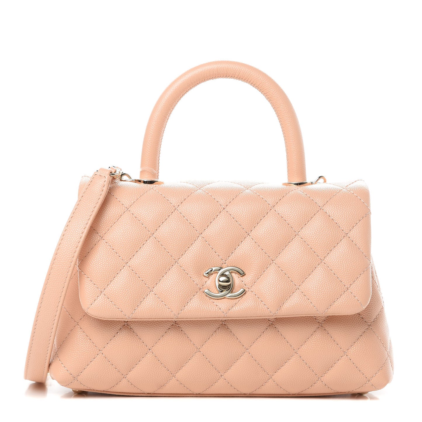 Caviar Quilted Mini Coco Handle Flap Light Pink