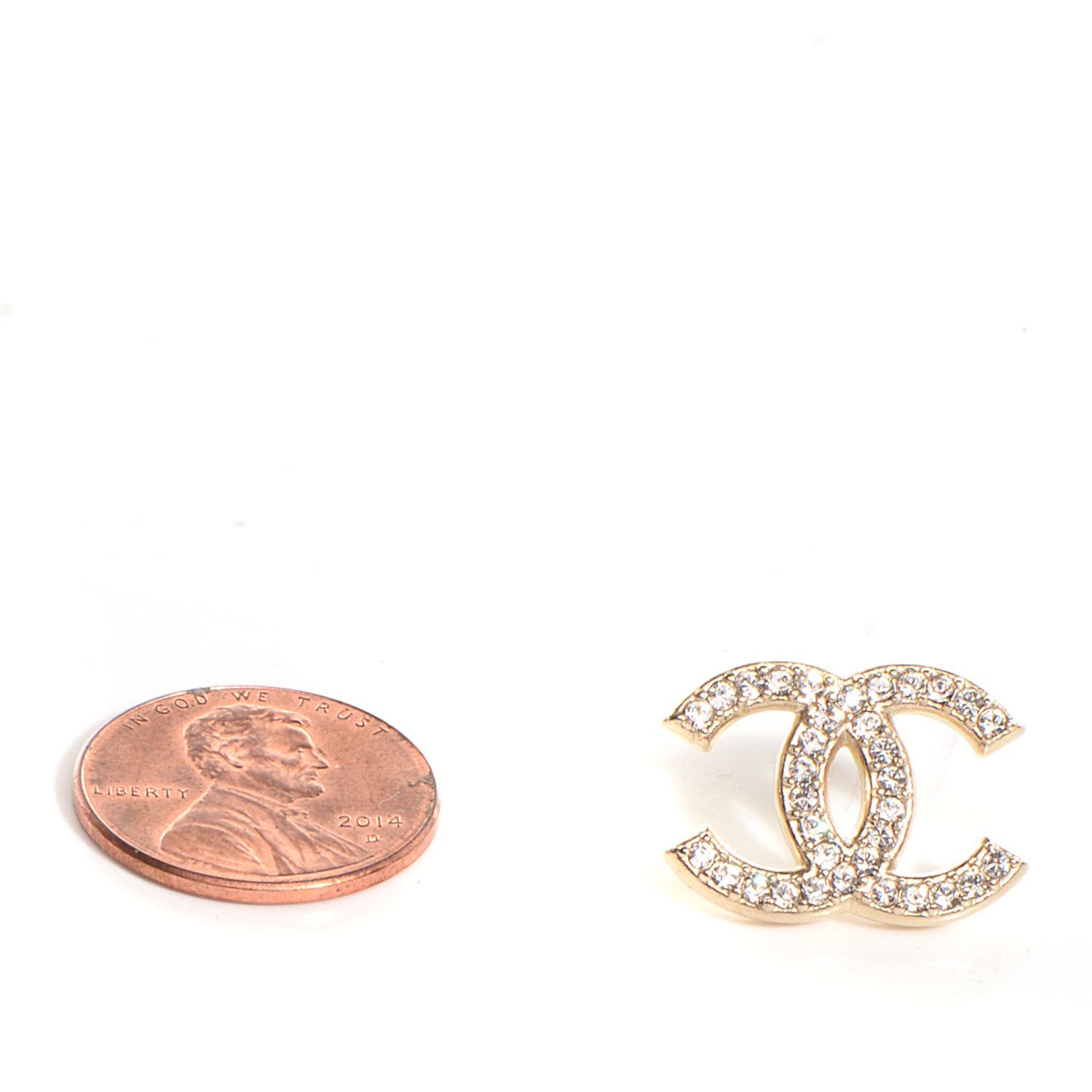 Chanel Crystal CC Earrings Gold 2 of 5