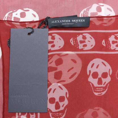 Alexander McQueen Silk Chiffon Skull Scarf Red White 2 of 3