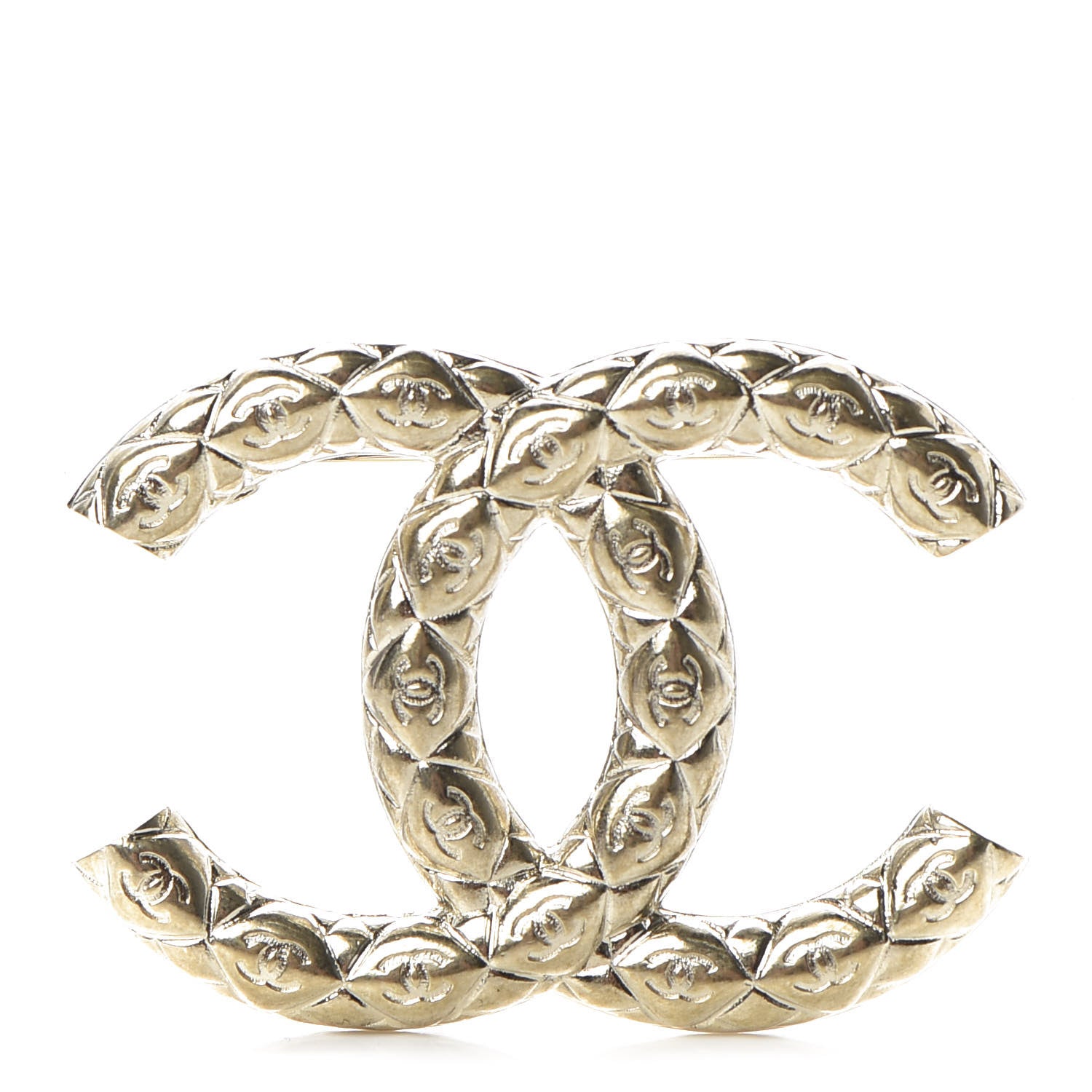 Chanel Metal CC Diamond Quilted Brooch Light Gold 1 of 5