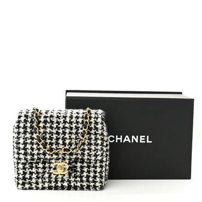 Chanel Tweed Houndstooth Mini Square Flap Black White 10 of 10