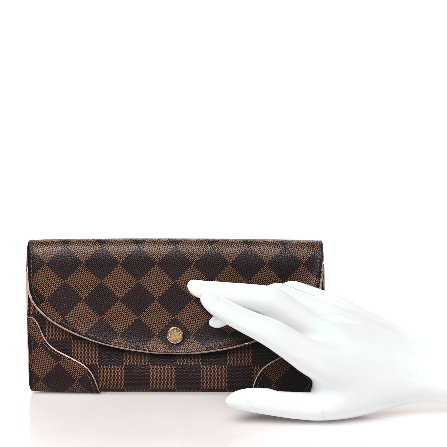 Louis Vuitton Damier Ebene Caissa Wallet Rose Ballerine 2 of 12