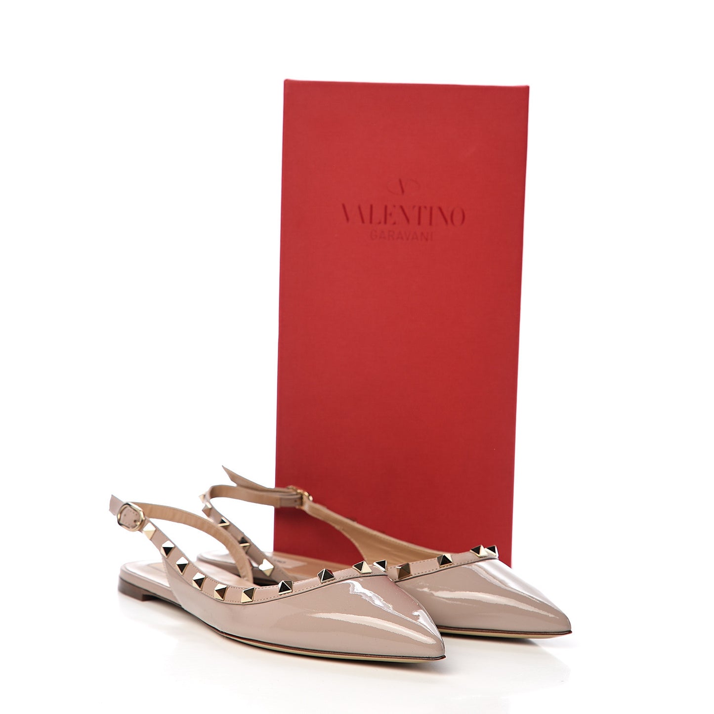 Patent Rockstud Slingback Flats 39.5 Poudre