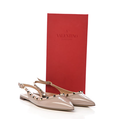 Valentino Garavani Patent Rockstud Slingback Flats 39.5 Poudre 10 of 10