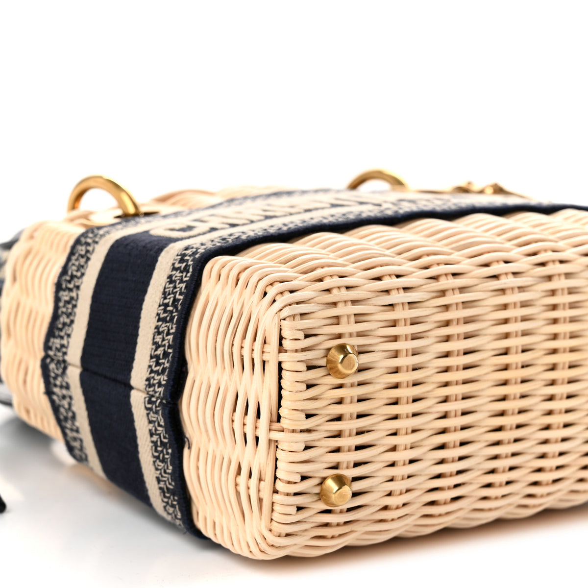 Wicker Oblique Mini Lady Dior Bag Blue