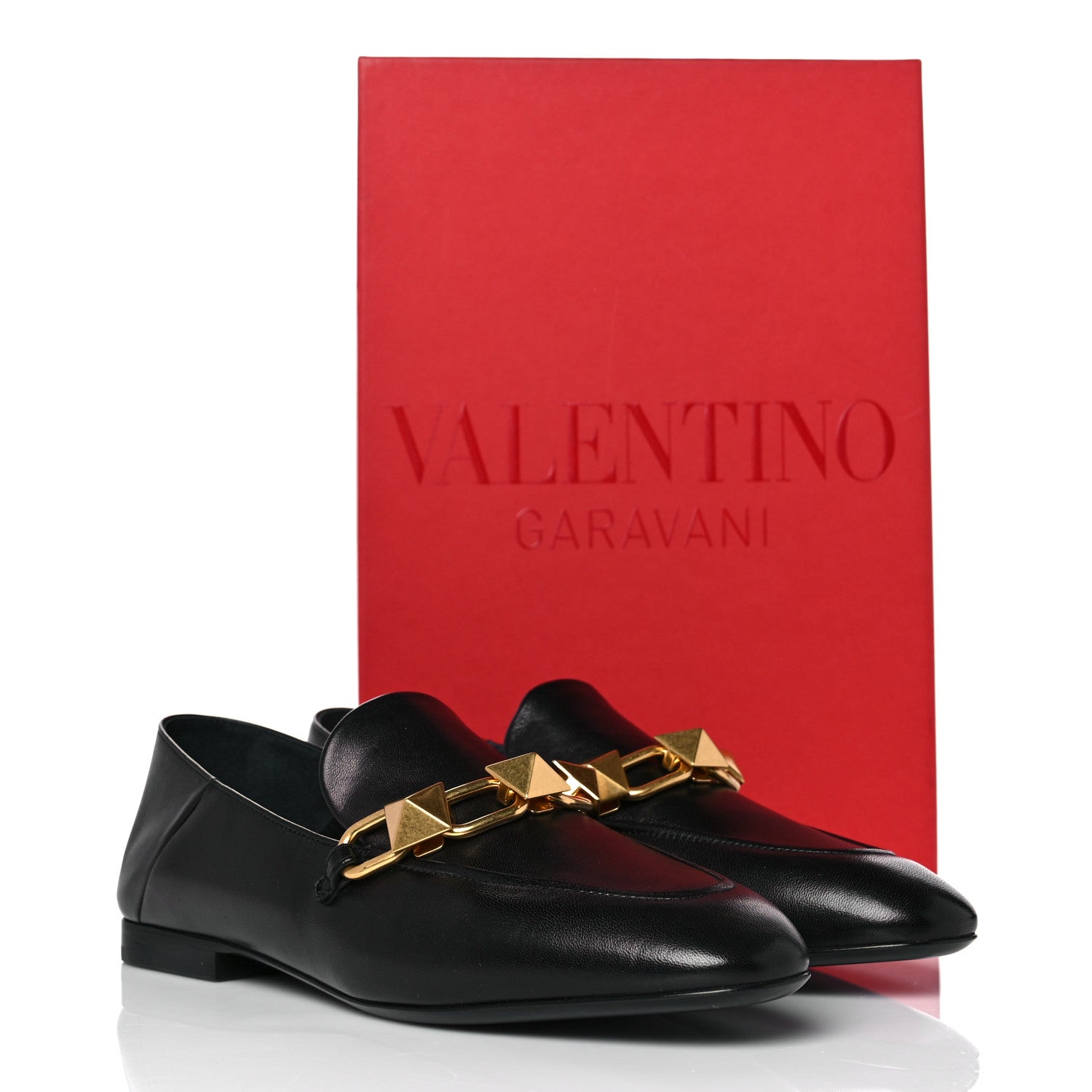 Valentino Garavani Nappa Stud Sign Loafers 38.5 Black 9 of 9