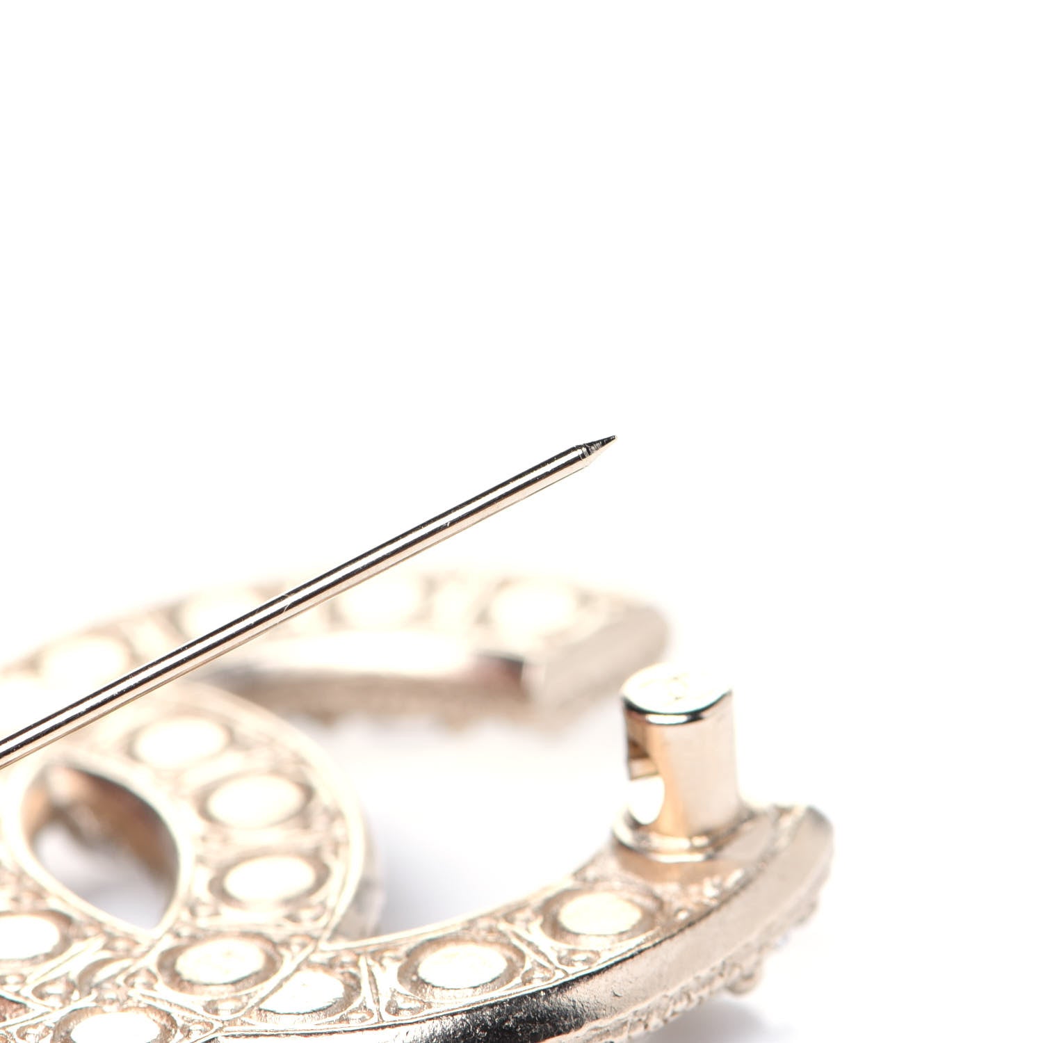 Chanel Pearl Crystal CC Brooch Gold 6 of 7
