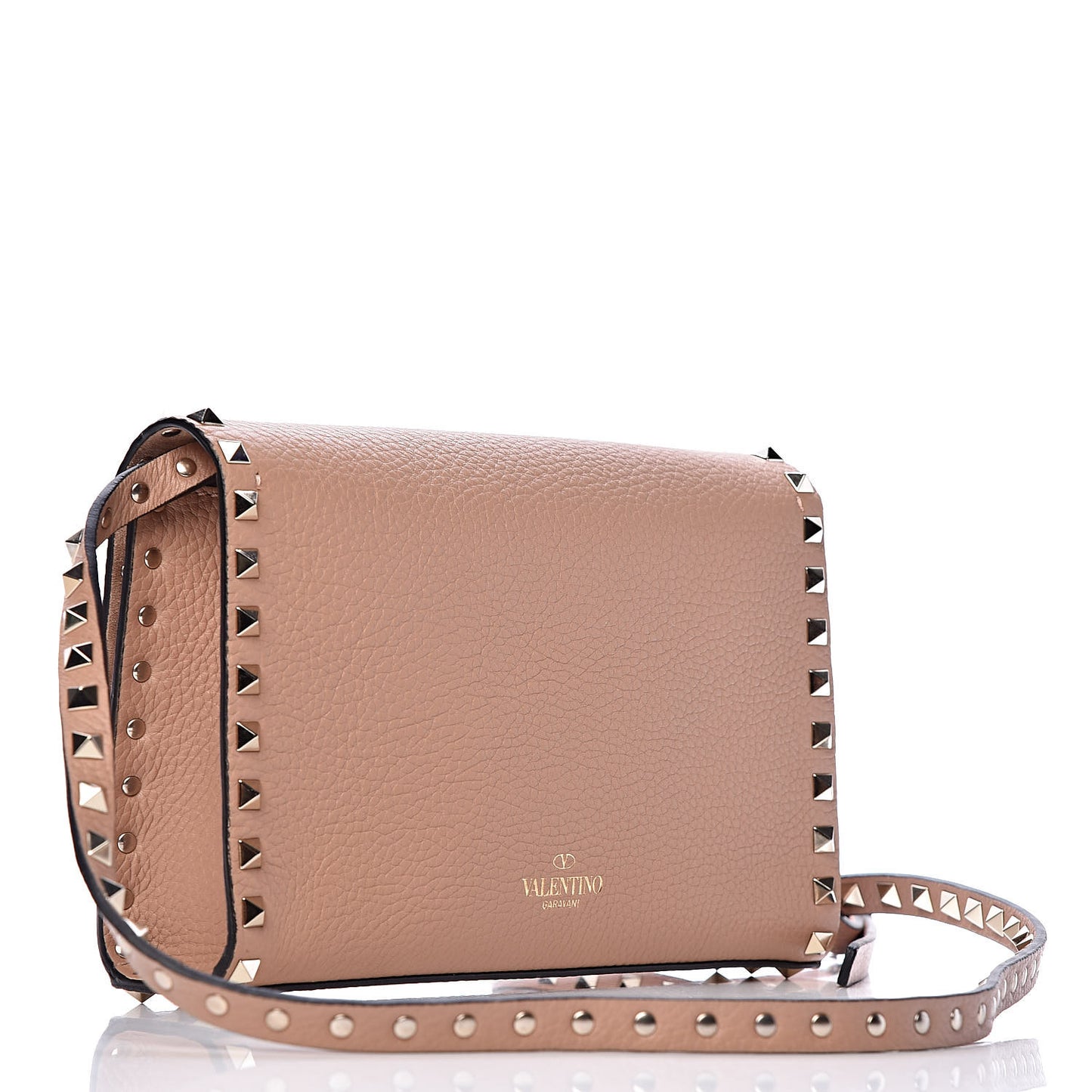 Pebbled Calfskin Medium Rockstud Flip Lock Crossbody Bag Skin Sorbet
