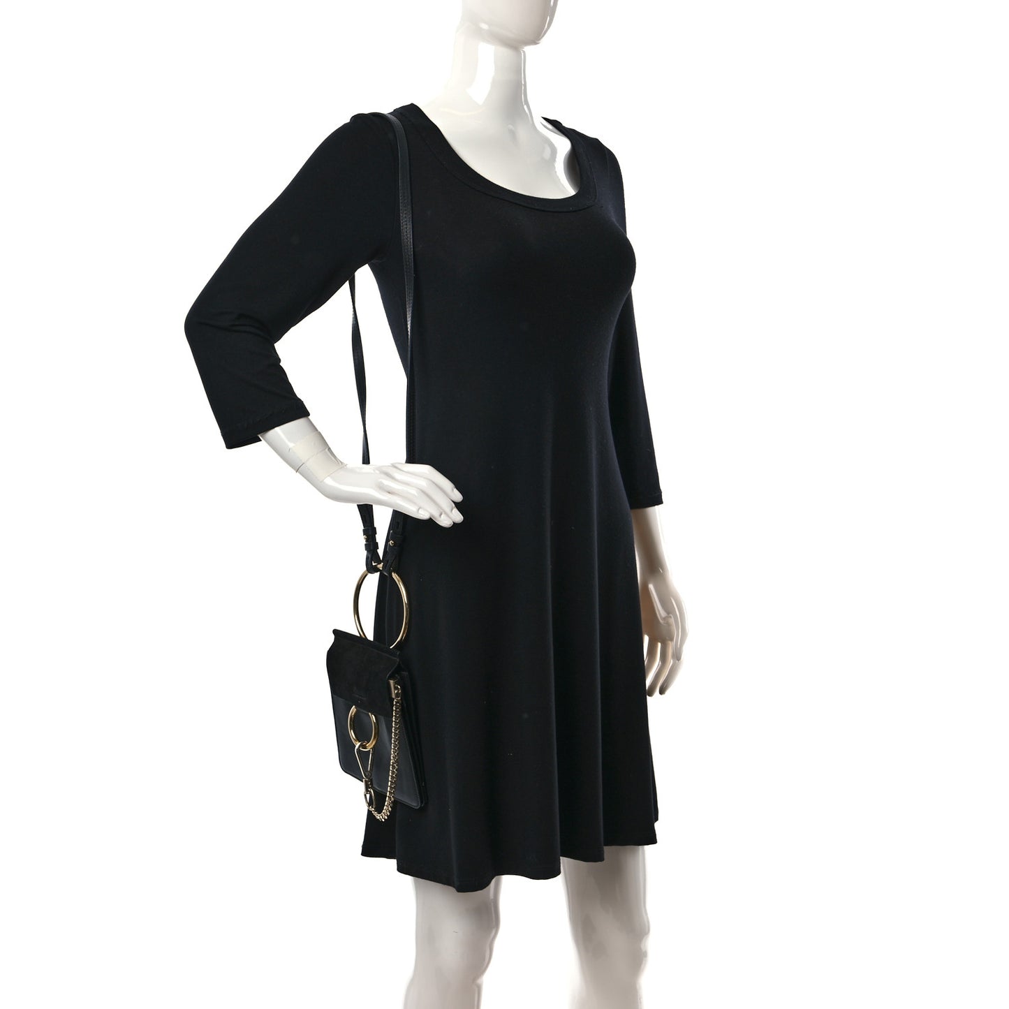 Suede Calfskin Mini Faye Bracelet Bag Black