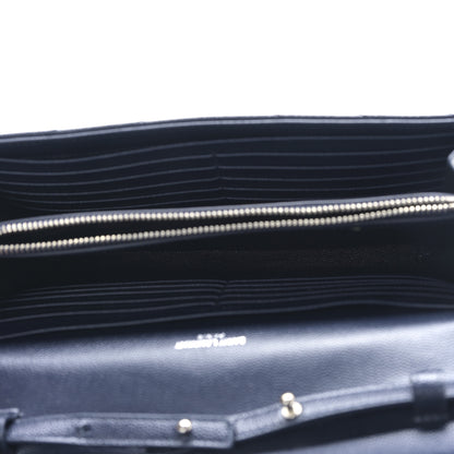 Saint Laurent Grain De Poudre Matelasse Chevron Monogram Chain Wallet Deep Marine 5 of 8