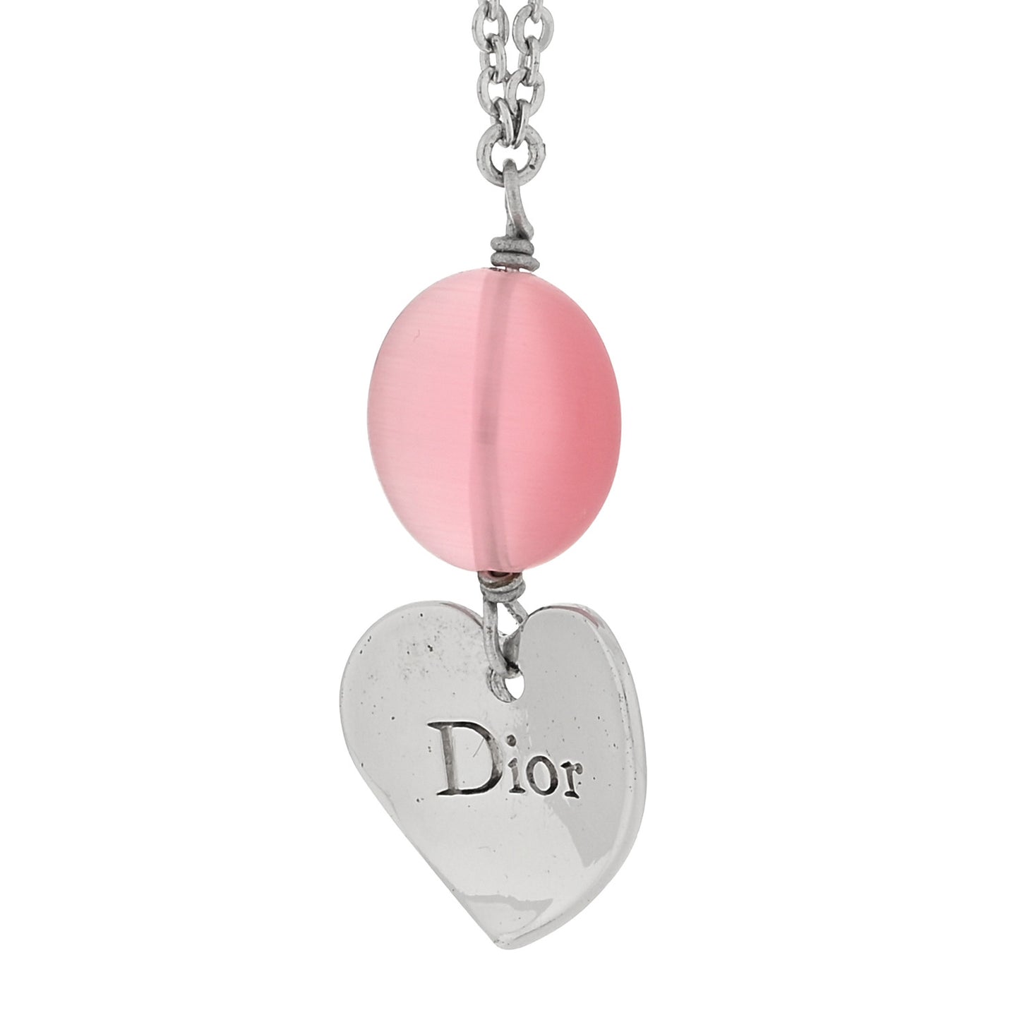 Metal Crystal Heart Charm Bracelet Silver Pink