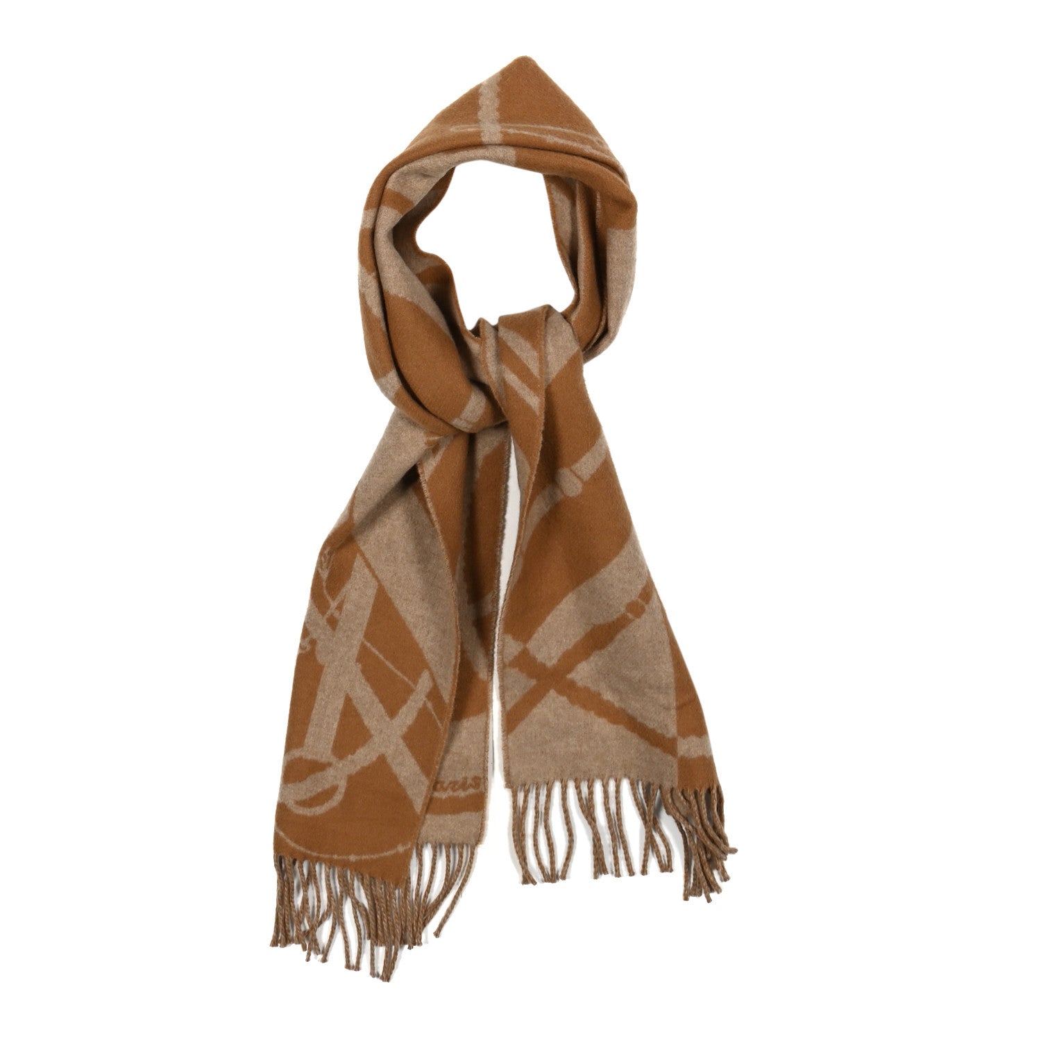 Hermes Cashmere Clic-Clac Muffler Camel Beige 1 of 3