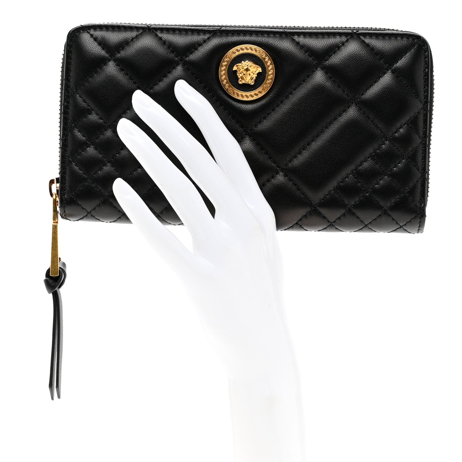 Versace Nappa Quilted Icon Zip Around Wallet Black 2 of 6