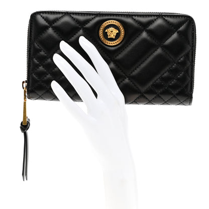 Versace Nappa Quilted Icon Zip Around Wallet Black 2 of 6