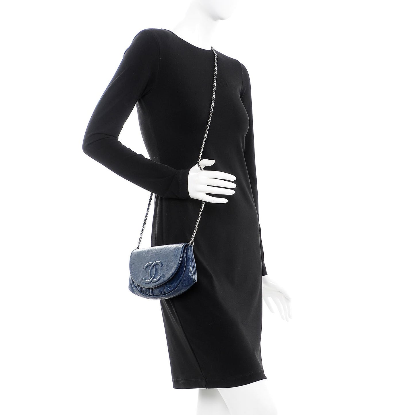Caviar Half Moon Wallet On Chain WOC Navy