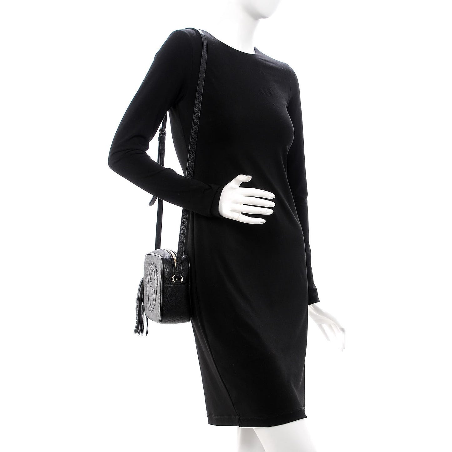 Pebbled Calfskin Small Soho Disco Bag Black