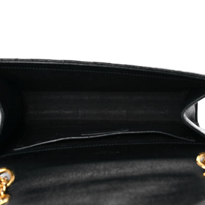 Saint Laurent Grain De Poudre Textured Mixed Matelasse Triquilt Medium Monogram Satchel Black 5 of 10