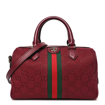 Gucci GG Monogram Textured Dollar Calfskin Web Small Ophidia Top Handle Bowler Bag Rosso Ancora 1 of 10