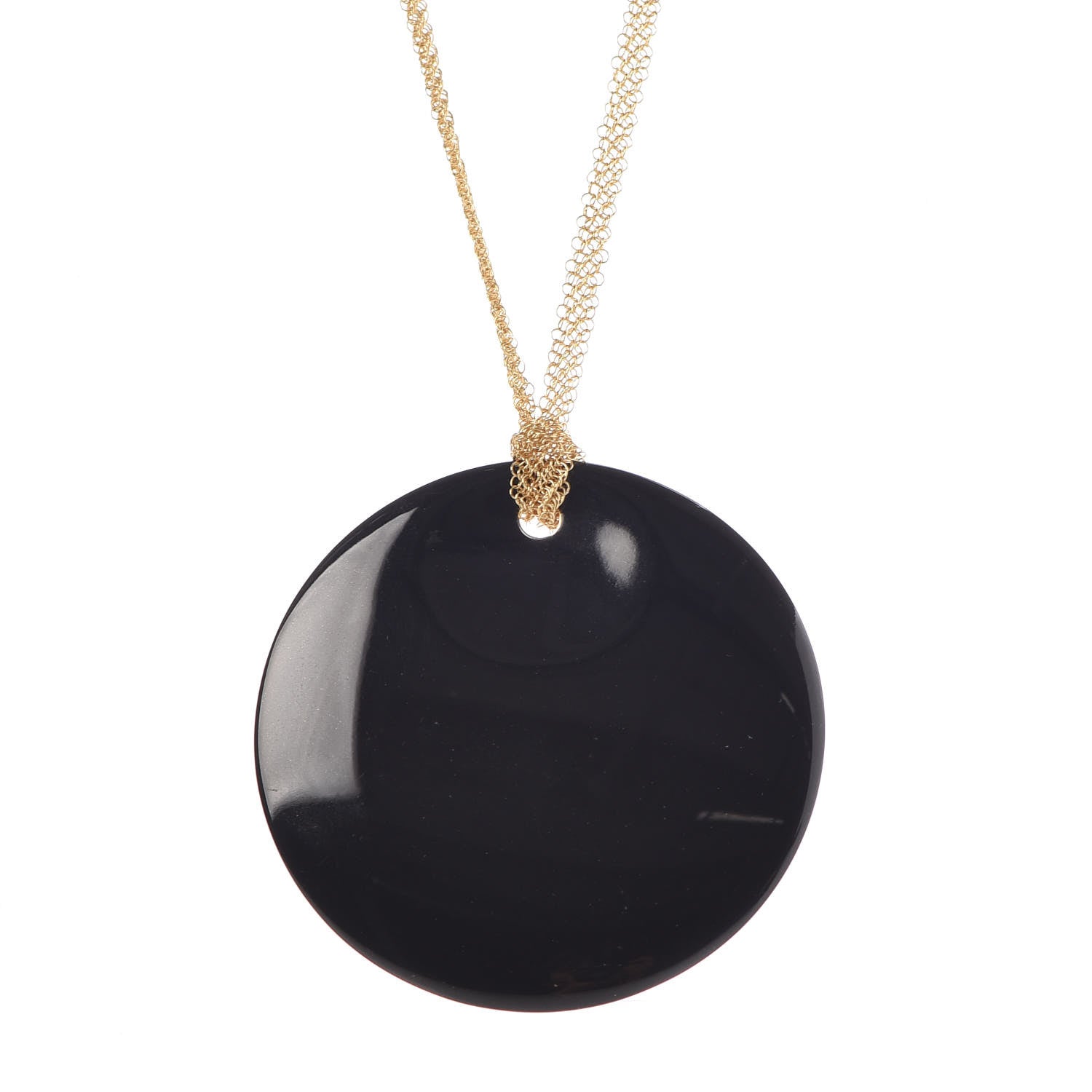 Tiffany 18K Yellow Gold Black Jade Elsa Peretti Pendant Necklace 4 of 6