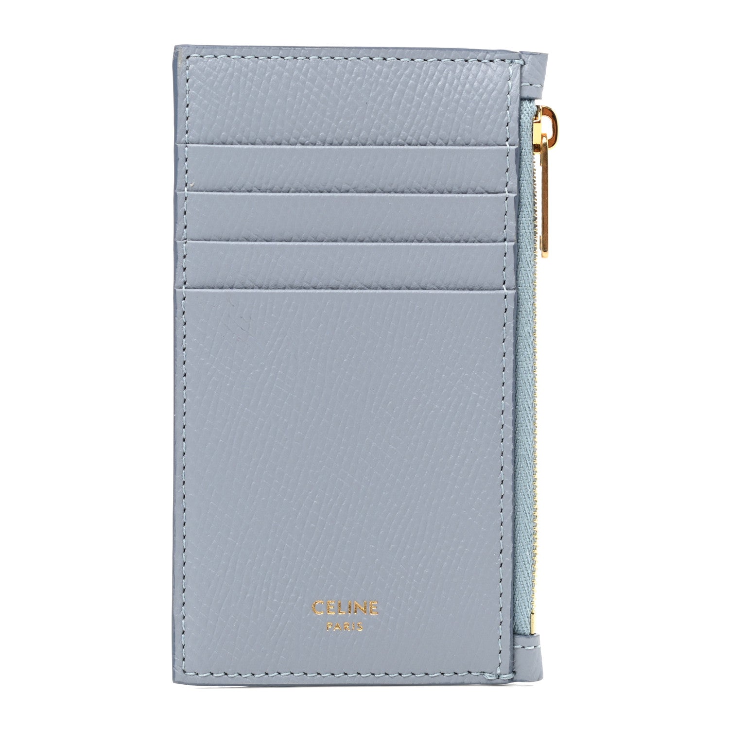 Celine Grained Calfskin Zipped Card Holder Artic Blue 1 of 7